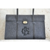 coco charcoal with black leather, black monogram overlay font